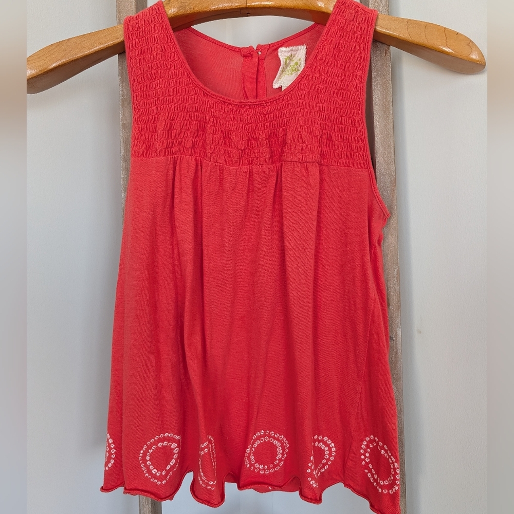 Anthropologie C Keer Calder orange Tank Top With Scalloped Hem Size 4